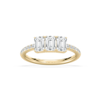 Delaney 1 ½ ctw Emerald and Round LGD Classic Promise Ring - 14K Yellow Gold