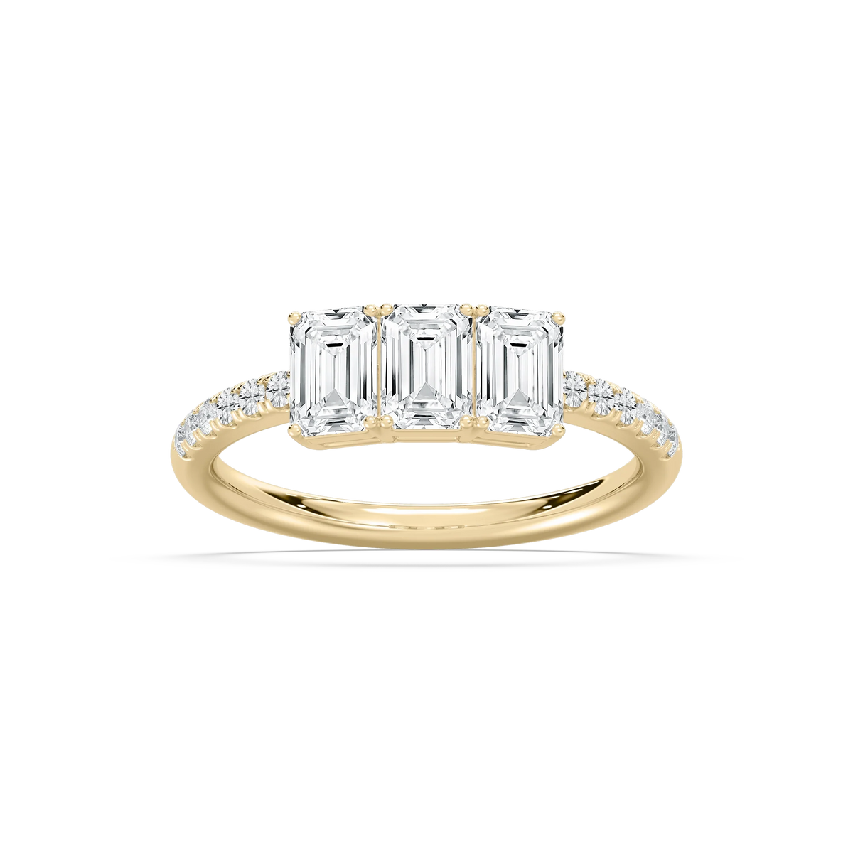 Delaney 1 ½ ctw Emerald and Round LGD Classic Promise Ring - 14K Yellow Gold