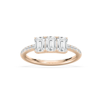 Delaney 1 ½ ctw Emerald and Round LGD Classic Promise Ring - 14K Rose Gold