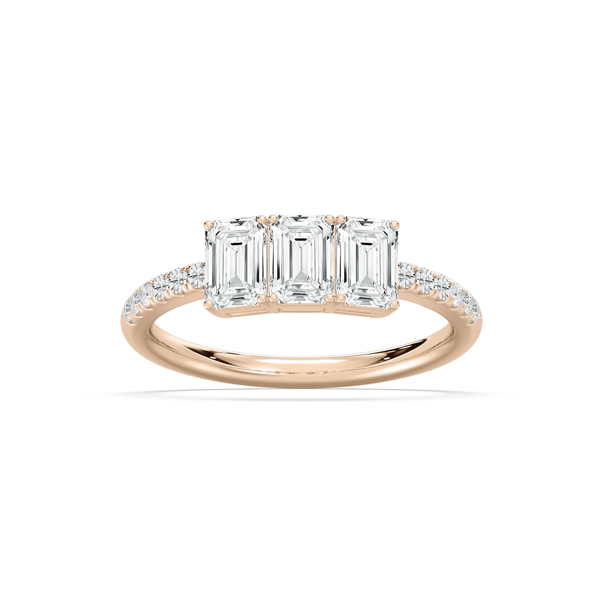 Delaney 1 ½ ctw Emerald and Round LGD Classic Promise Ring - 14K Rose Gold