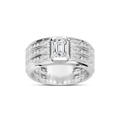 Grayson 1 ¼ ctw Emerald and Round LGD 10.40mm Channel Set Mens Wedding Band - 14K White Gold