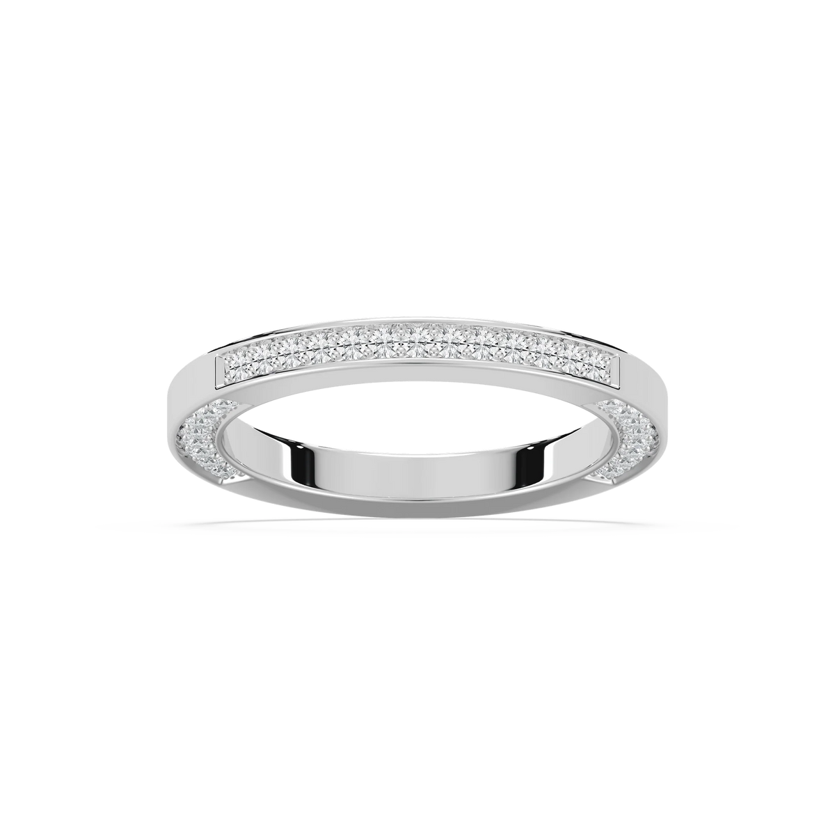 Emile 2/3 ctw Round LGD Channel Set Wedding Band - 14K White Gold