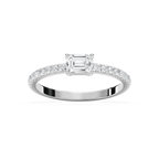 Emrys 3/5 ctw Emerald LGD Petite East West Side Stone Promise Ring - 14K White Gold