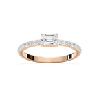 Emrys 3/5 ctw Emerald LGD Petite East West Side Stone Promise Ring - 14K Rose Gold