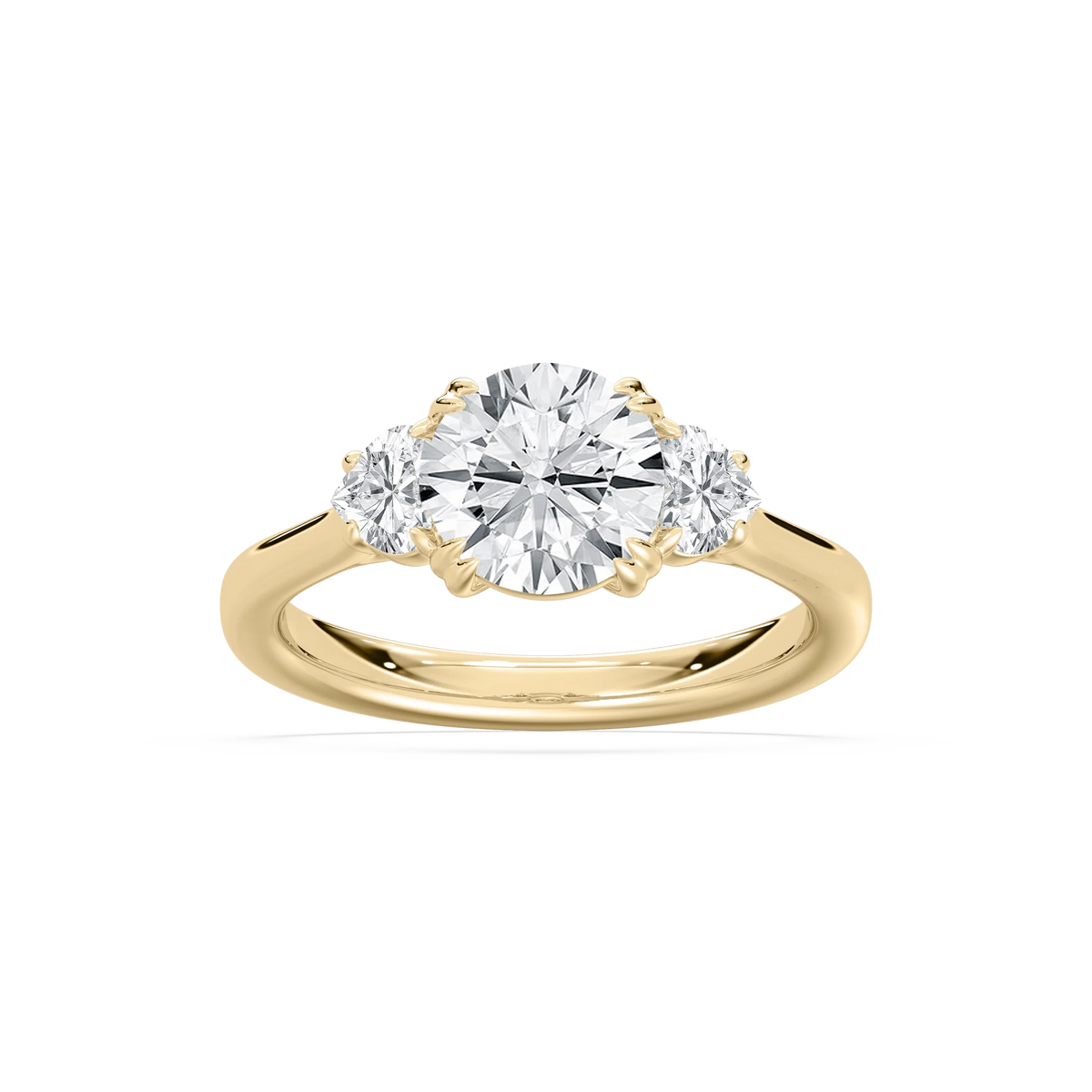 Francesca 2 ¹⁄₄ ctw Round LGD Double Prong Three Stone Engagement Ring - 18K Yellow Gold