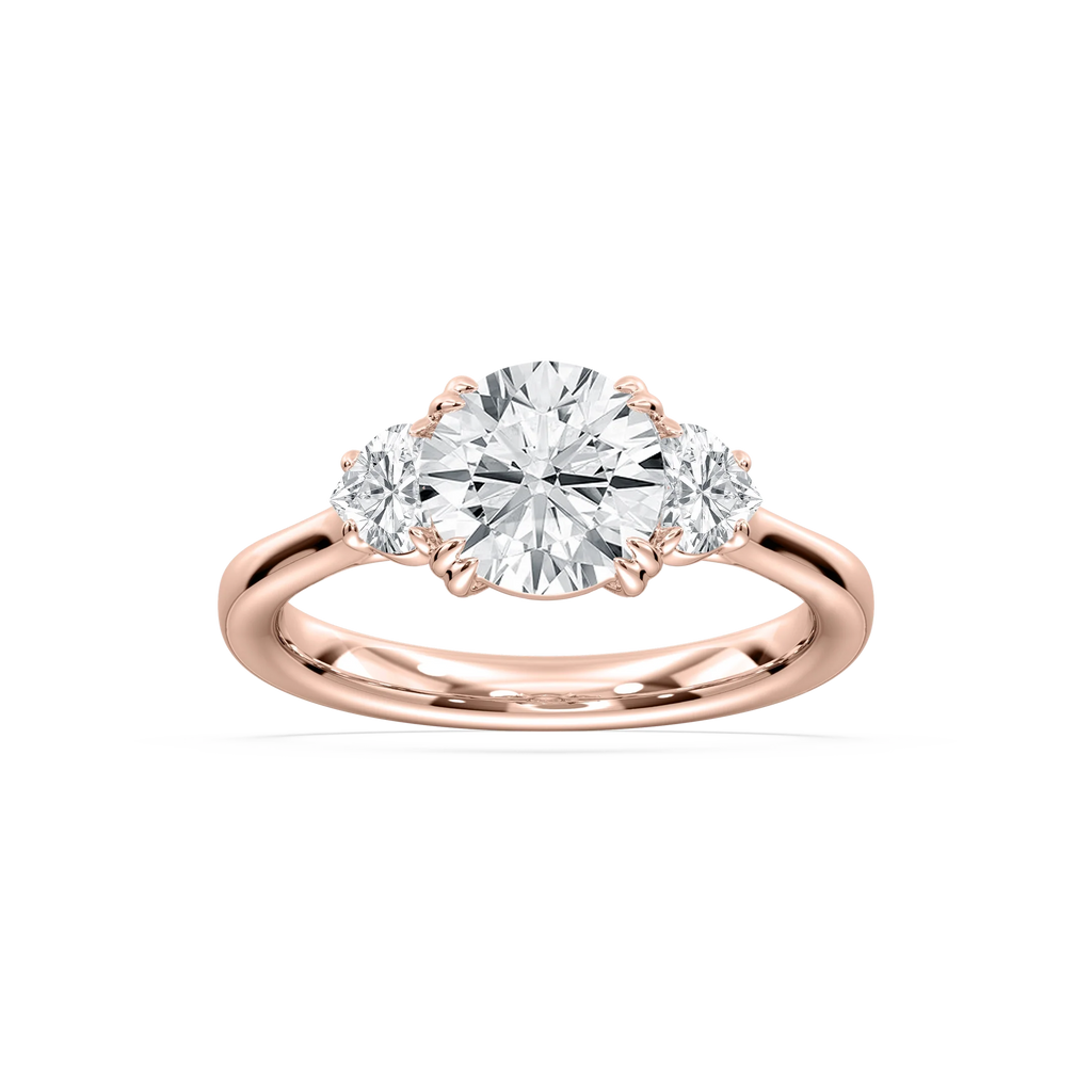 Francesca 2 ¹⁄₄ ctw Round LGD Double Prong Three Stone Engagement Ring - 18K Rose Gold