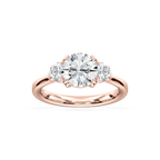 Francesca 2 ¹⁄₄ ctw Round LGD Double Prong Three Stone Engagement Ring - 18K Rose Gold