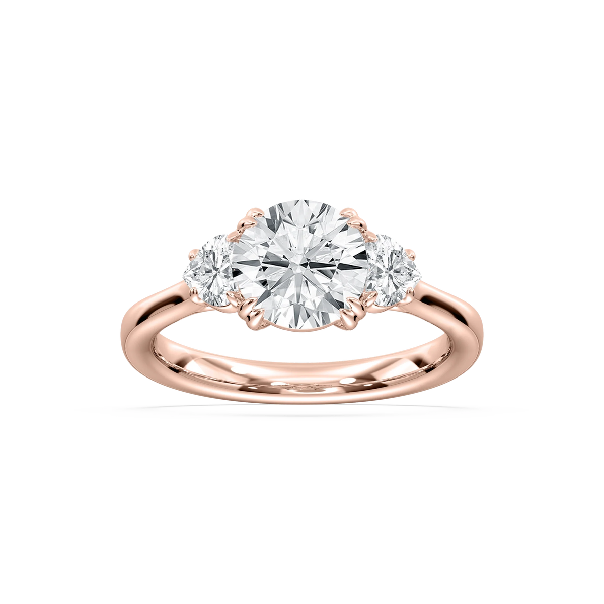Francesca 2 ¹⁄₄ ctw Round LGD Double Prong Three Stone Engagement Ring - 18K Rose Gold