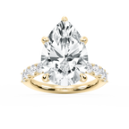 Erica 12 ⁷⁄₈ ctw Pear LGD U-Prong Side Stone Engagement Ring – Signature Collection - 14K Yellow Gold