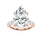 Erica 12 ⁷⁄₈ ctw Pear LGD U-Prong Side Stone Engagement Ring – Signature Collection - 14K Rose Gold