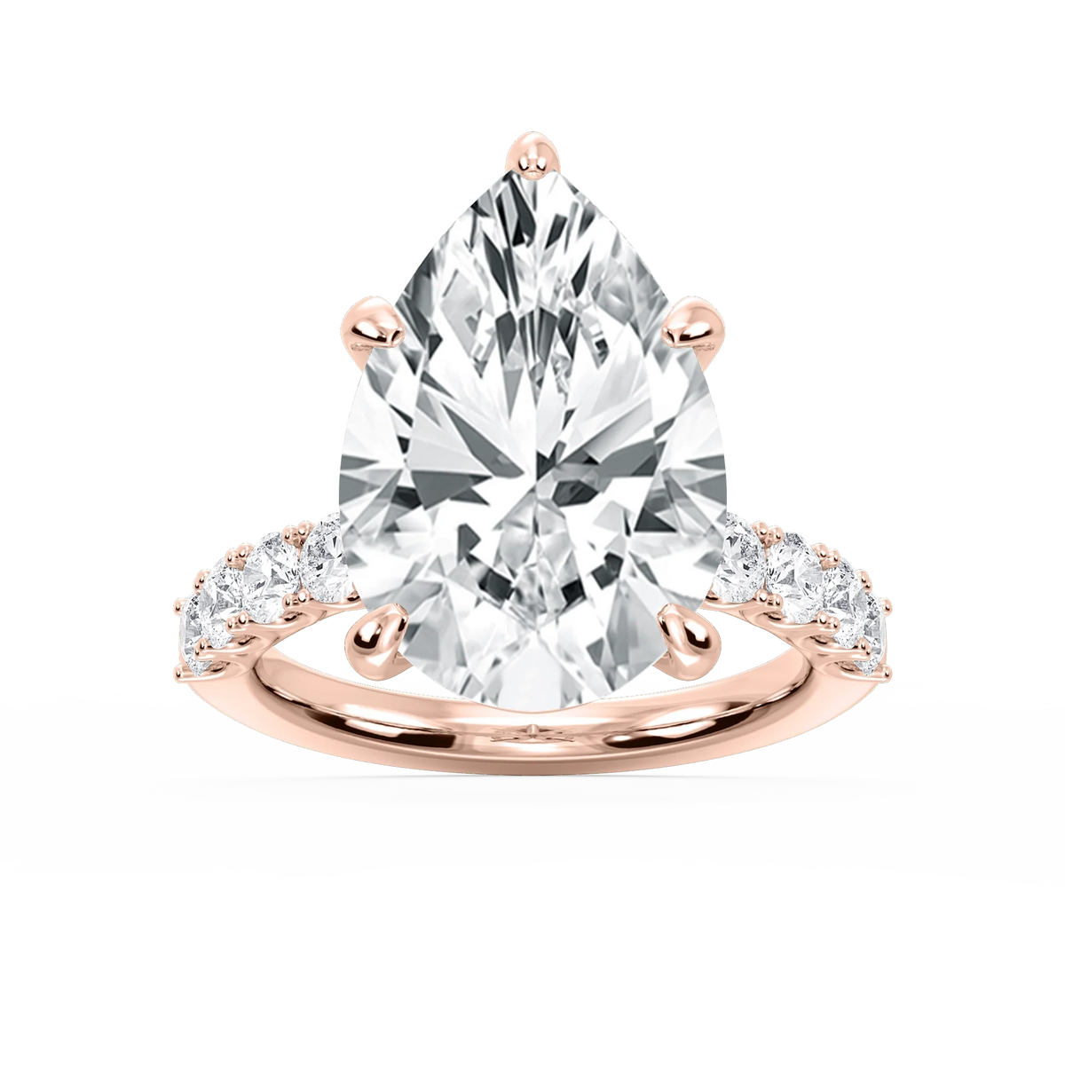 Erica 12 ⁷⁄₈ ctw Pear LGD U-Prong Side Stone Engagement Ring – Signature Collection - 14K Rose Gold