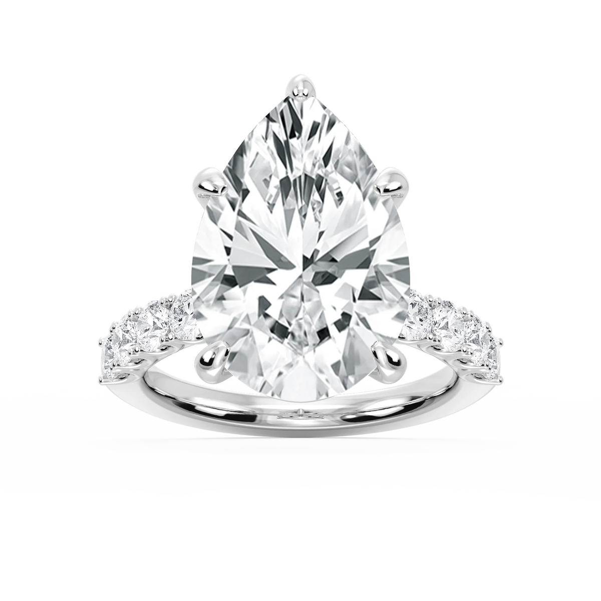 Erica 12 ⁷⁄₈ ctw Pear LGD U-Prong Side Stone Engagement Ring – Signature Collection - Platinum
