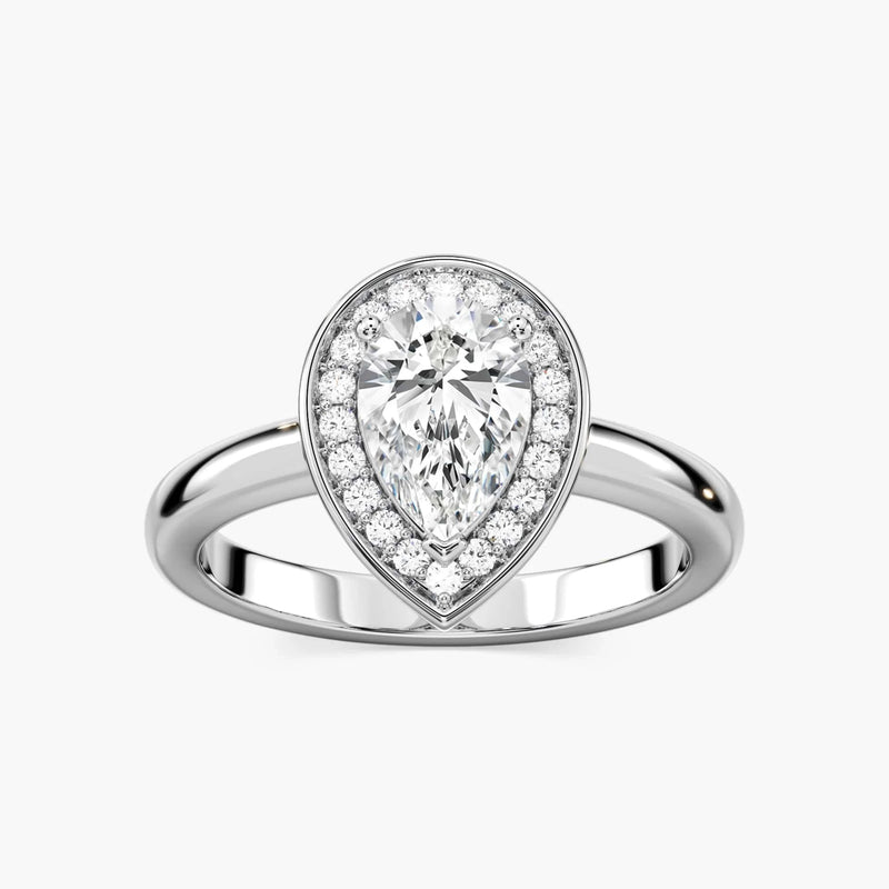 Estelle Pear LGD Collar Halo Engagement Ring - 14K White Gold