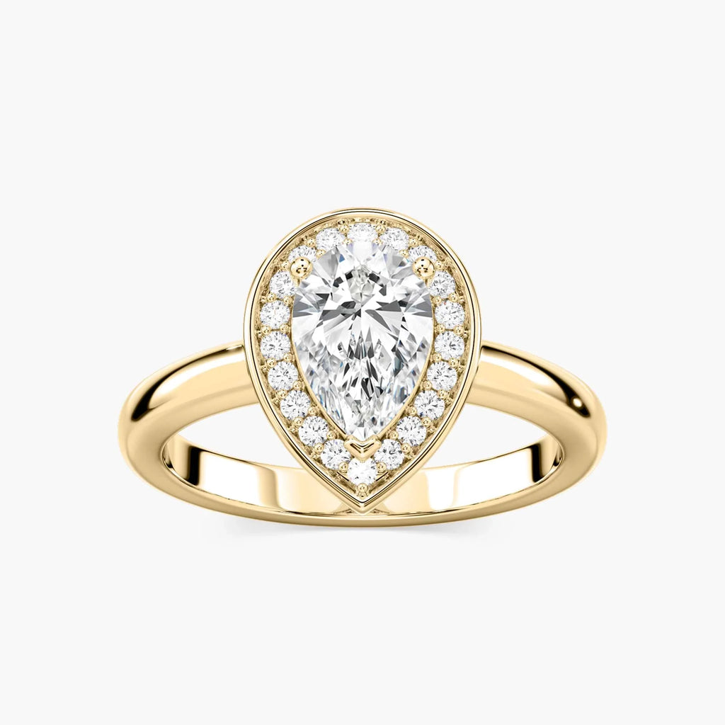 Estelle Pear LGD Collar Halo Engagement Ring - 18K Yellow Gold