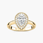 Estelle Pear LGD Collar Halo Engagement Ring - 18K Yellow Gold