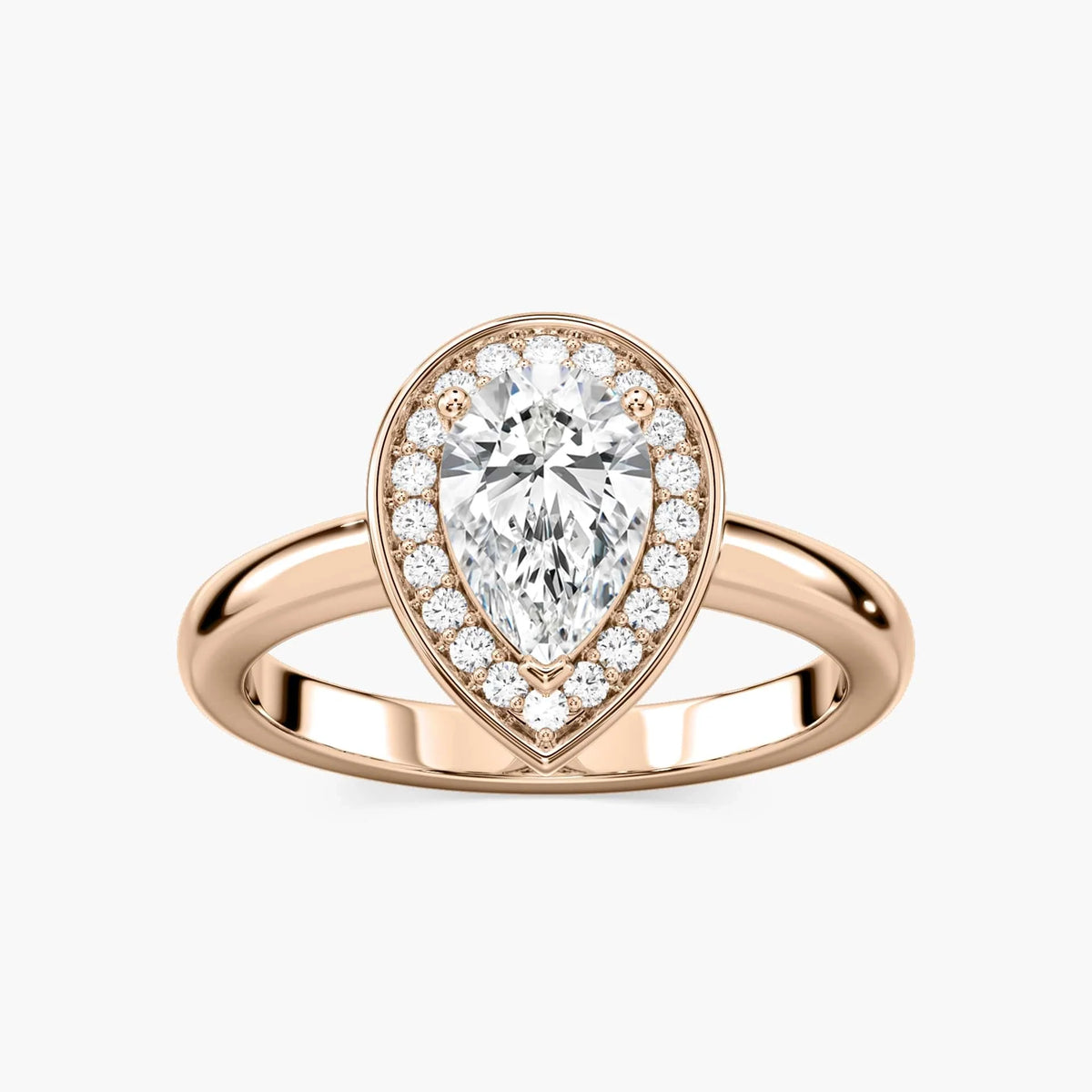Estelle Pear LGD Collar Halo Engagement Ring - 18K Rose Gold