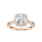 Emily Cushion LGD Twisted Split Shank Halo Engagement Ring - 18K Rose Gold
