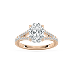 Everly 2 ²⁄₅ ctw Oval LGD Split Shank Side Stone Engagement Ring - 14K Rose Gold / F-VS2