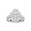 Evie 3 ctw Oval LGD Three Row Halo Engagement Ring - 14K White Gold / F-VS2