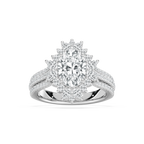 Evie 3 ctw Oval LGD Three Row Halo Engagement Ring - 14K White Gold / F-VS2