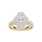 Evie 3 ctw Oval LGD Three Row Halo Engagement Ring - 14K Yellow Gold / F-VS2
