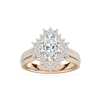 Evie 3 ctw Oval LGD Three Row Halo Engagement Ring - 14K Rose Gold / F-VS2