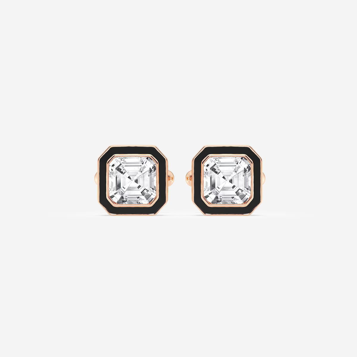 Black Enamel Asscher Cufflinks image