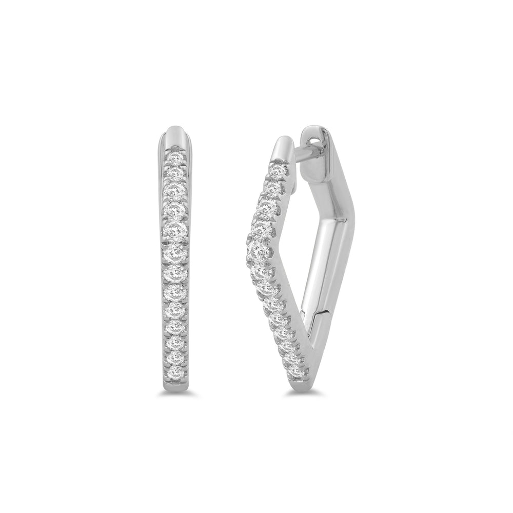 Kite Shape Tapering Diamond Hoop Earrings - 14K White Gold image
