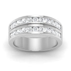 Two -Tone Channel Set 2 Row Diamond Men's Ring - 18K White Gold image