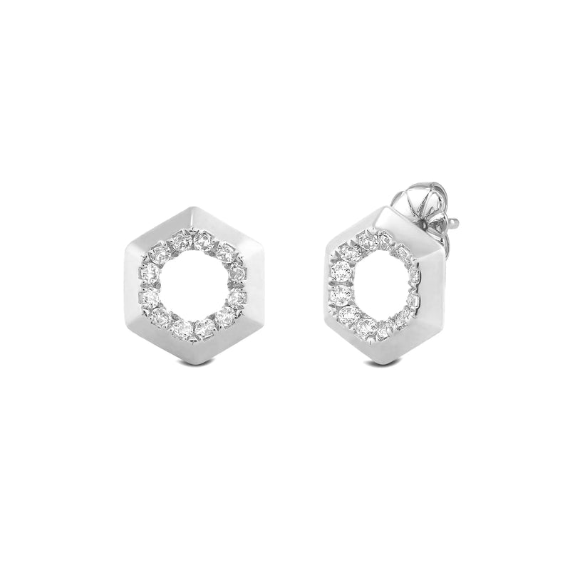 Hexagon Shape Diamond Accent Earrings image 0
