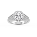 Faith Round LGD Vintage Eight Prong Halo Engagement Ring - 14K White Gold / 2 ctw
