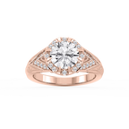 Faith Round LGD Vintage Eight Prong Halo Engagement Ring - 18K Rose Gold / 3 ctw