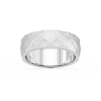 Falcon 6.00mm Faceted Plain Metal Band - 14K White Gold / Satin