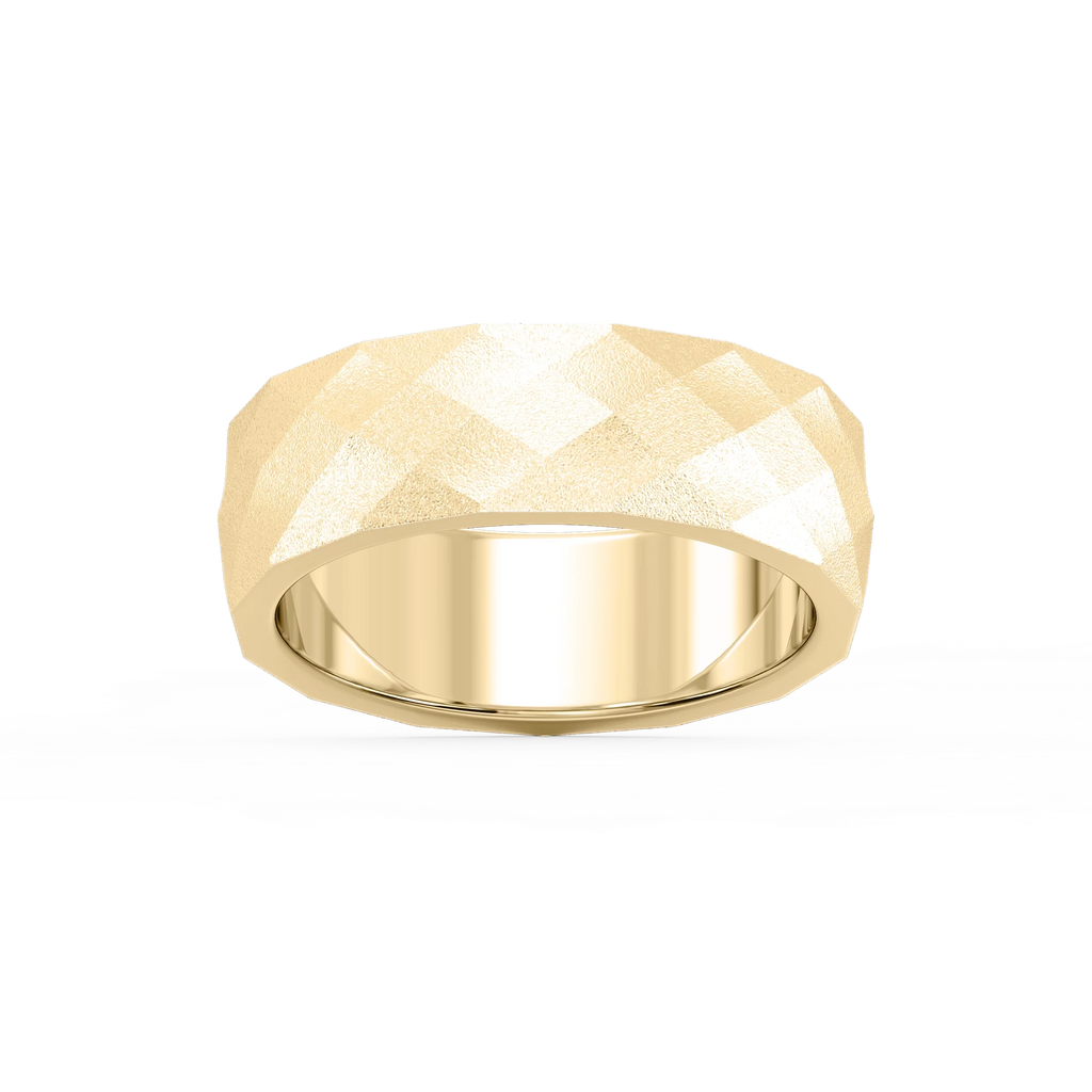 Falcon 6.00mm Faceted Plain Metal Band - 14K Yellow Gold / Stone