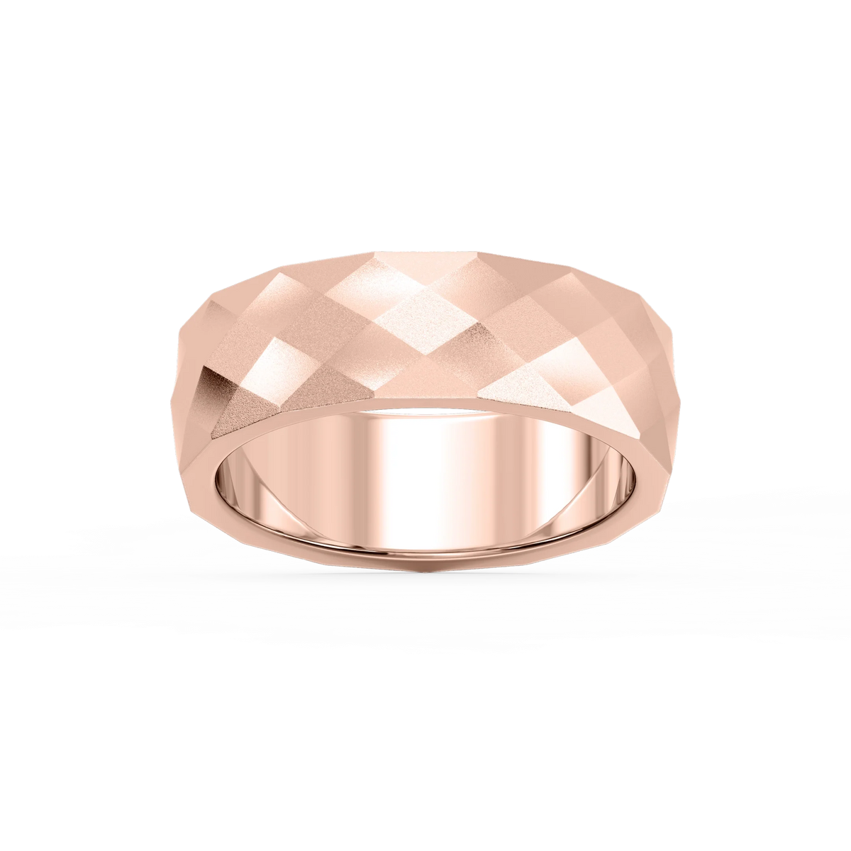Falcon 6.00mm Faceted Plain Metal Band - 14K Rose Gold / Glass Bead
