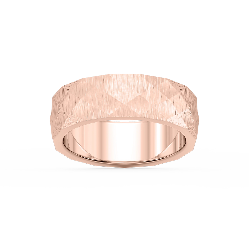 Falcon 6.00mm Faceted Plain Metal Band - 14K Rose Gold / Satin
