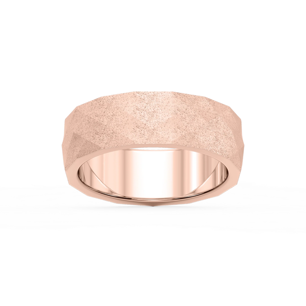 Falcon 6.00mm Faceted Plain Metal Band - 14K Rose Gold / Wire Matte