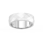 Falcon 6.00mm Faceted Plain Metal Band - 18K White Gold / Stone