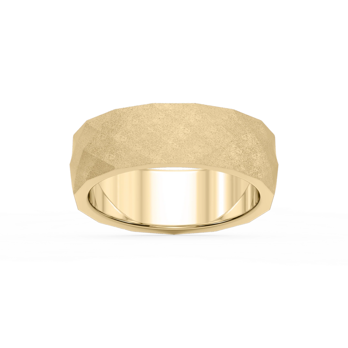 Falcon 6.00mm Faceted Plain Metal Band - 18K Yellow Gold / Sandblast