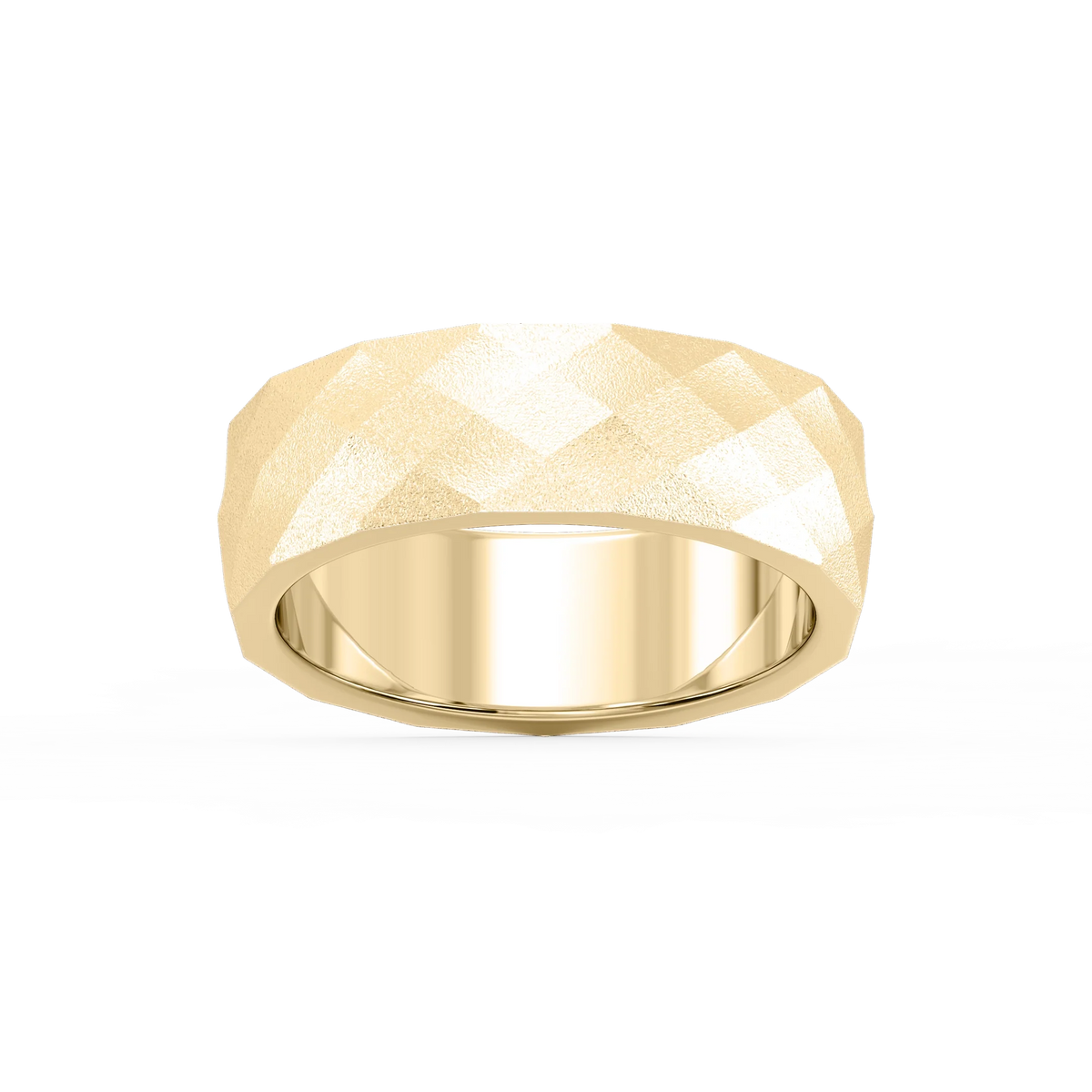 Falcon 6.00mm Faceted Plain Metal Band - 18K Yellow Gold / Stone