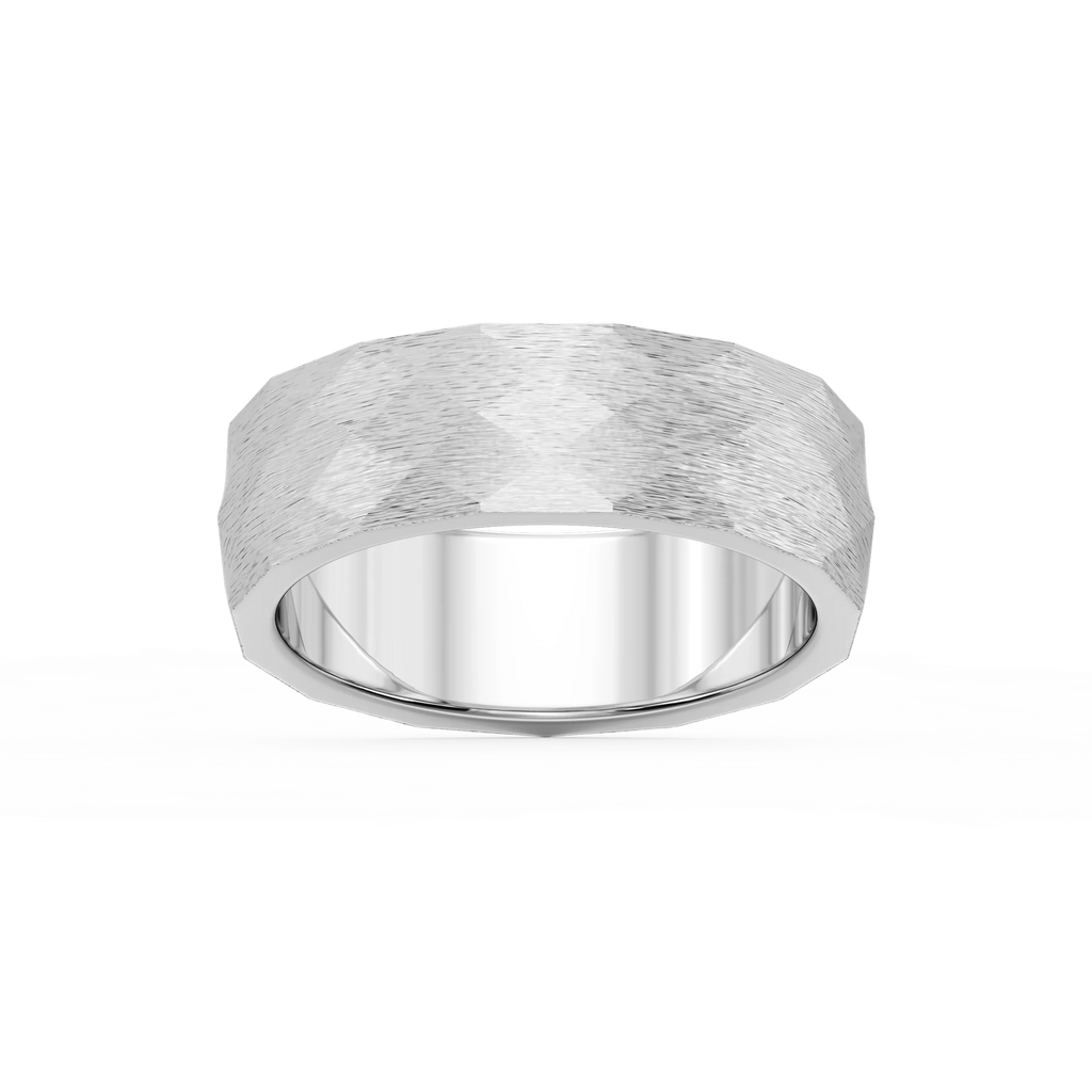 Falcon 6.00mm Faceted Plain Metal Band - Platinum / Cross Satin