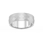Falcon 6.00mm Faceted Plain Metal Band - Platinum / Cross Satin