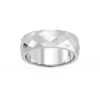 Falcon 6.00mm Faceted Plain Metal Band - Platinum / Glass Bead