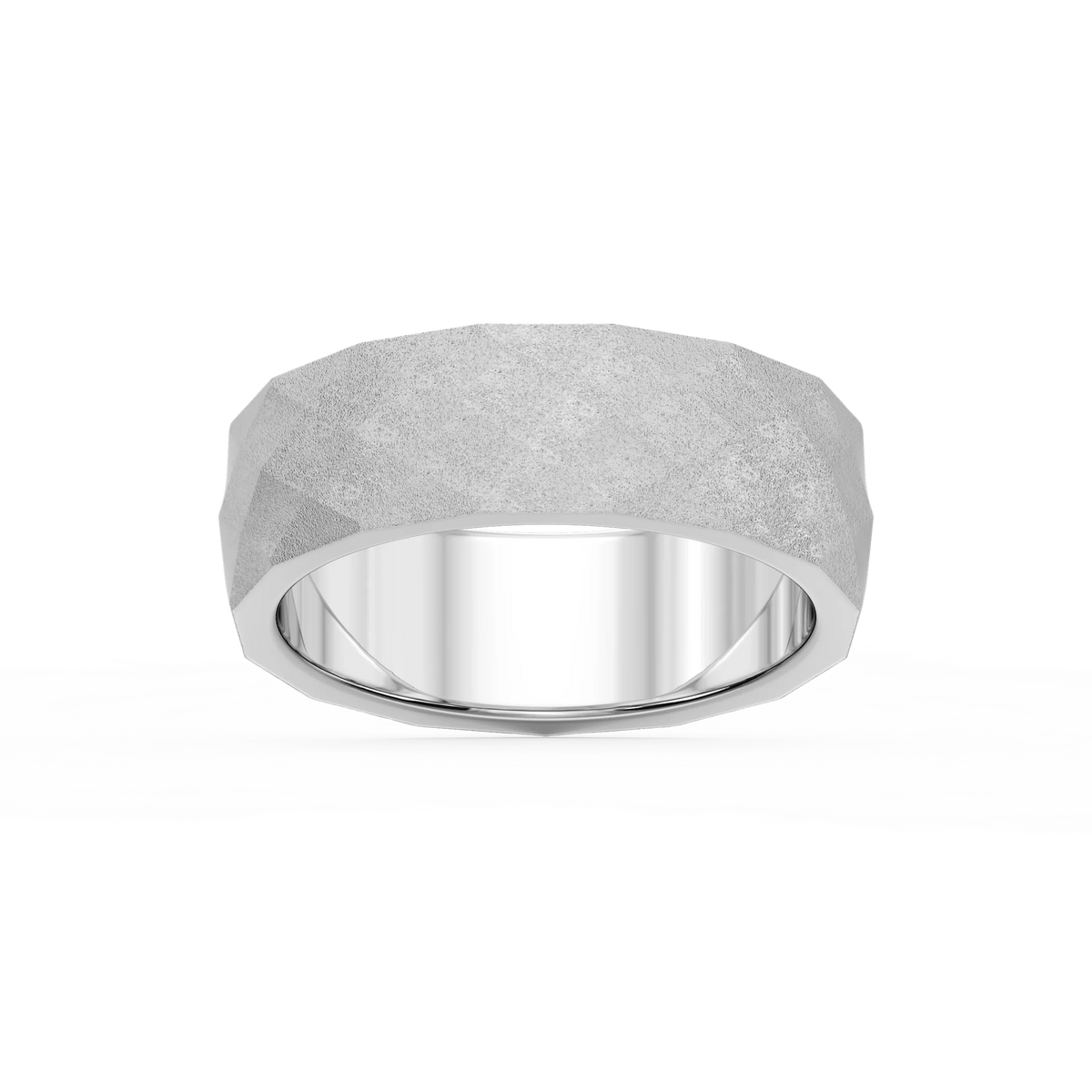 Falcon 6.00mm Faceted Plain Metal Band - Platinum / Sandblast