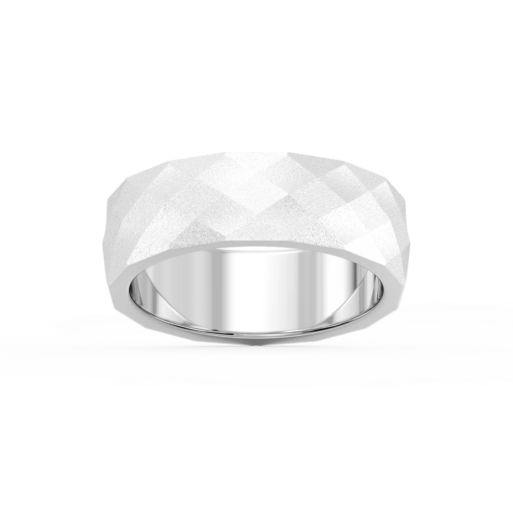 Falcon 6.00mm Faceted Plain Metal Band - Platinum / Stone