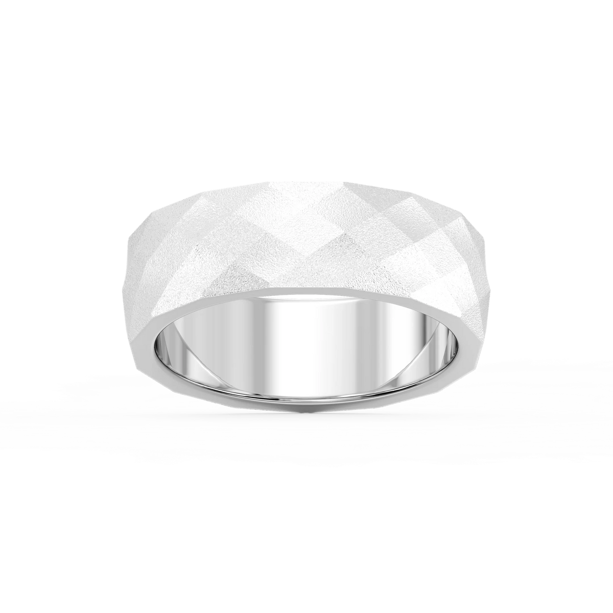 Falcon 6.00mm Faceted Plain Metal Band - Platinum / Stone