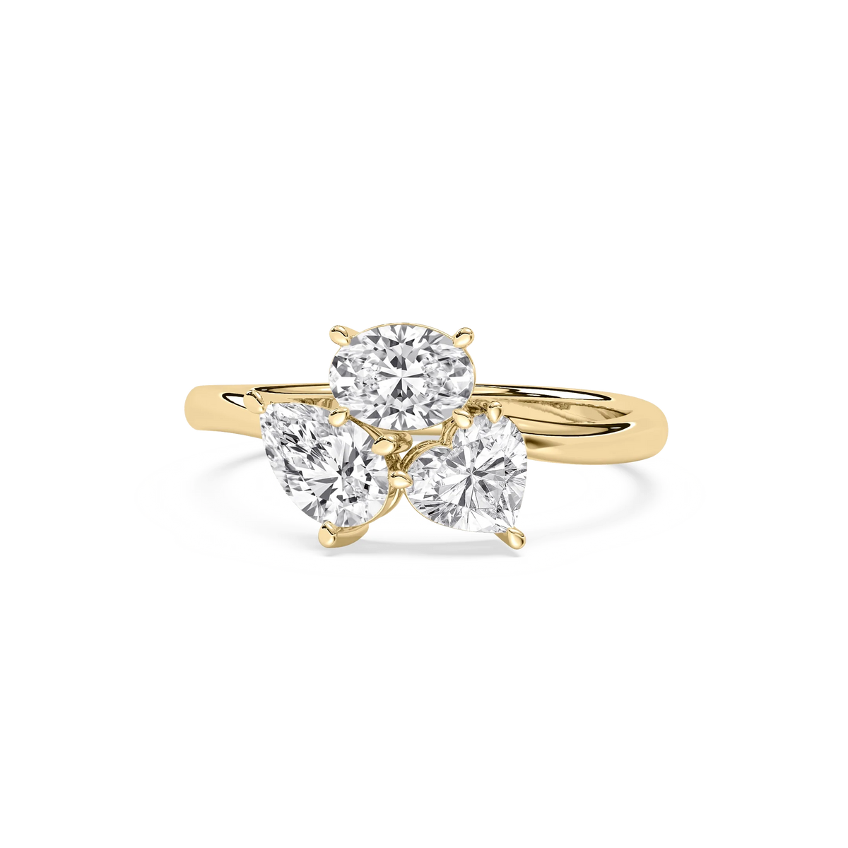 1 ½ ctw Pear, Oval and Heart LGD Promise Ring - 14K Yellow Gold