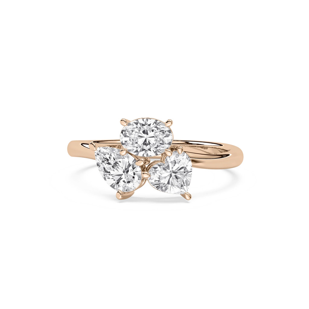 1 ½ ctw Pear, Oval and Heart LGD Promise Ring - 14K Rose Gold