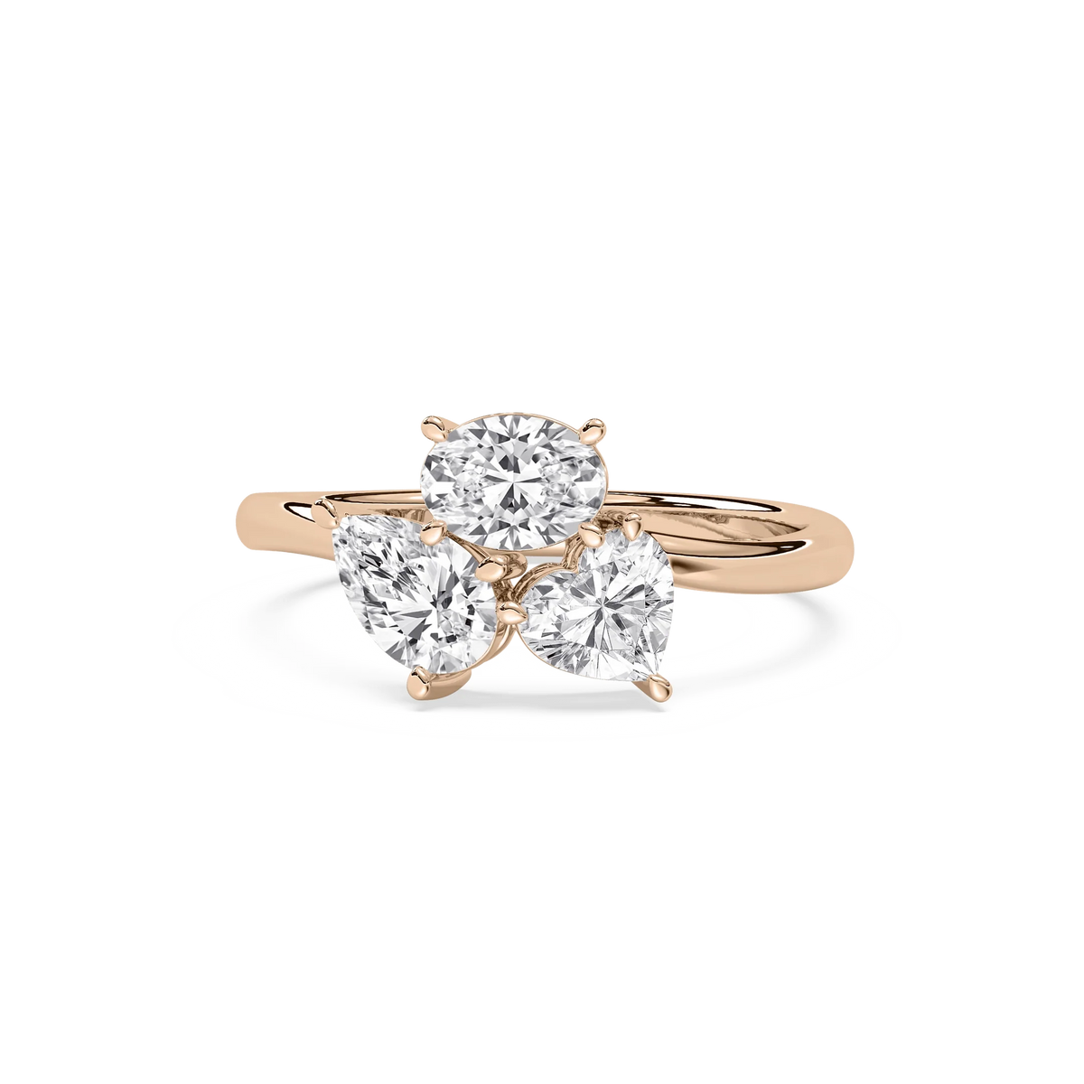 1 ½ ctw Pear, Oval and Heart LGD Promise Ring - 14K Rose Gold