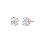 Classic Round Diamond Four Prong Stud Earrings - 14K Rose Gold image